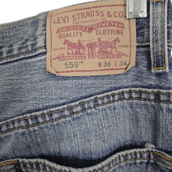 Levi's  559  Relaxed Straight Leg Loose Cotton Denim Men's Blue Jeans Vtg 36x34 - Picture 2 of 14